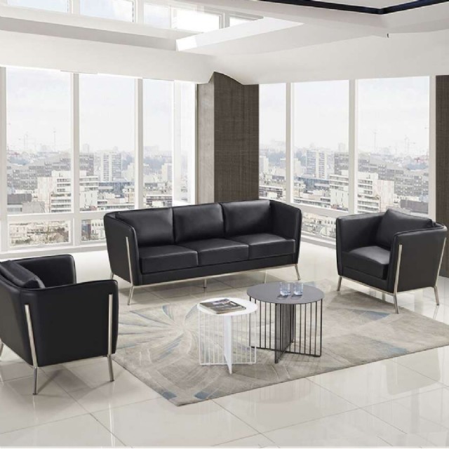 Florida Modern Ofis Koltuk Takımı Siyah Metal Detaylı