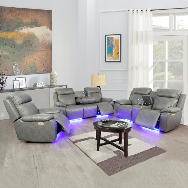 Ofis Recliner Koltuk Takımı Gri Modern Lüks Konforlu