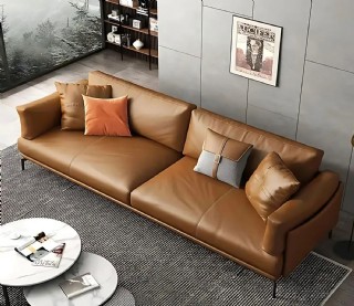 Modern Kanepe Gerçek Deri Kahverengi Konforlu Lüks Ev-ofis Kanepe